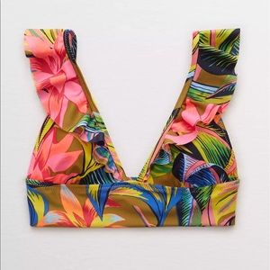 Aerie Tropical Ruffle Bikini Top Small